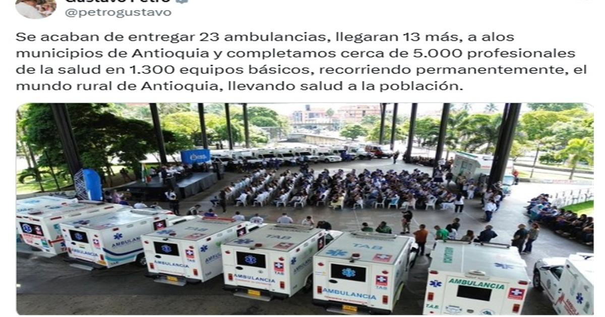 Noticias Antioquia: Gobernador critica a Petro por trino de ambulancias Noticias Antioquia: Gobernador critica a Petro por trino de ambulancias