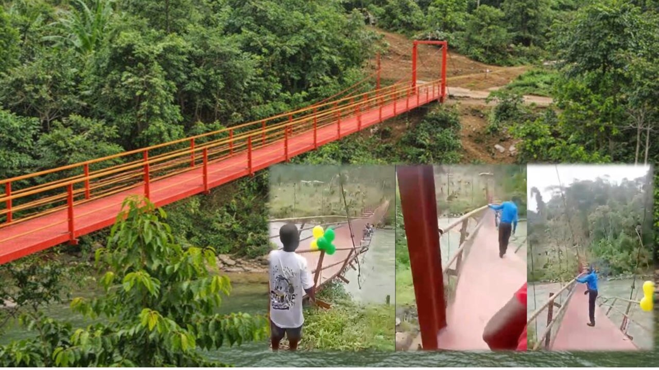 Insólito: inauguran puente en Bagadó y colapsa segundos después; deja tres heridos Insólito: inauguran puente en Bagadó y colapsa segundos después; deja tres heridos