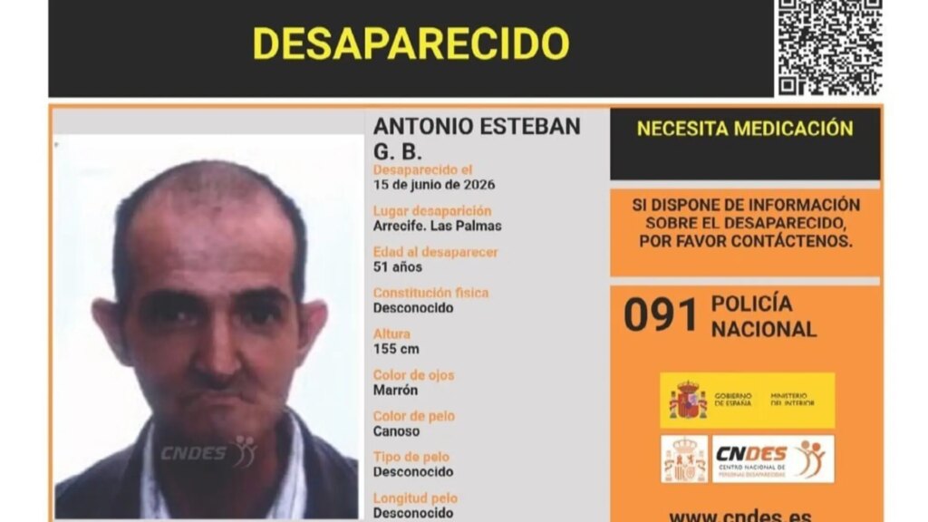 La Policía Nacional pide colaboración para encontrar a Antonio Esteban, desaparecido en Lanzarote el 15 de junio La Policía Nacional pide colaboración para encontrar a Antonio Esteban, desaparecido en Lanzarote el 15 de junio