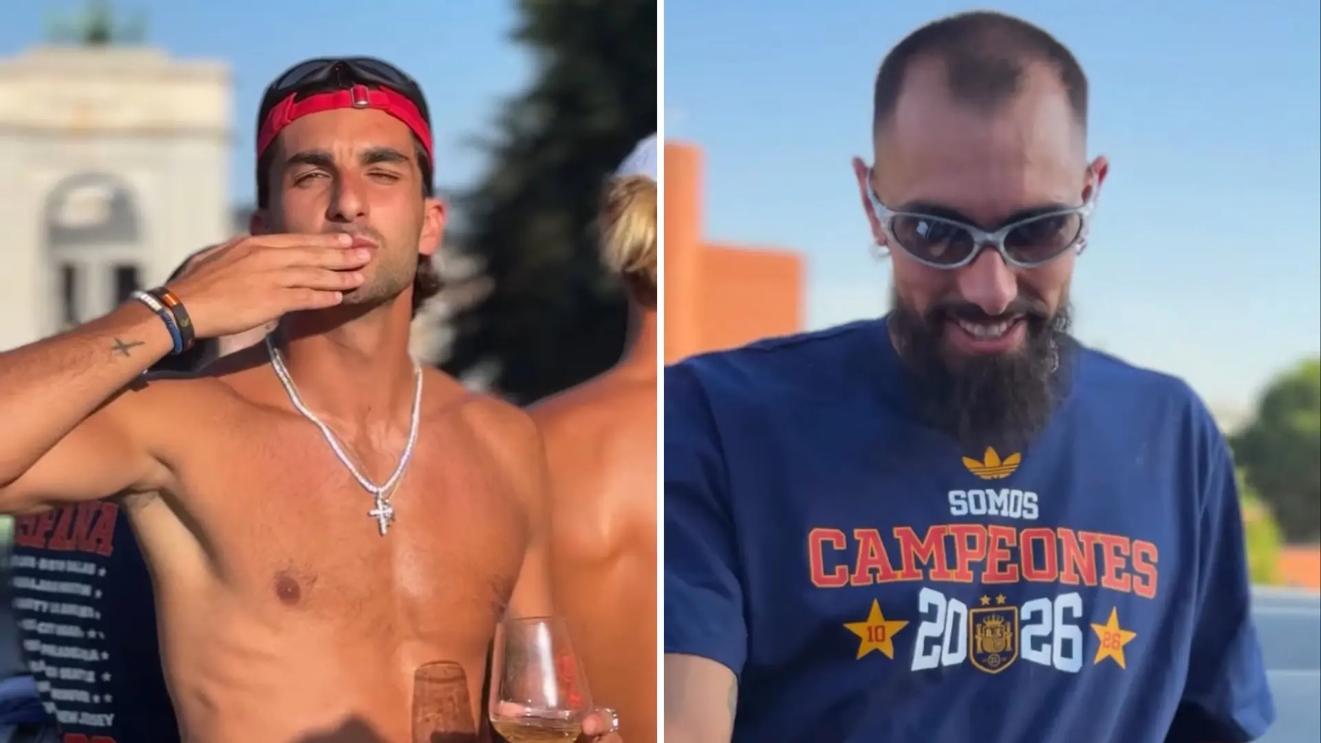 Ferran y Llorente sin camiseta, Borja Iglesias de DJ, Baena desatado con el champán… todos los detalles de la rúa del Mundial 2026