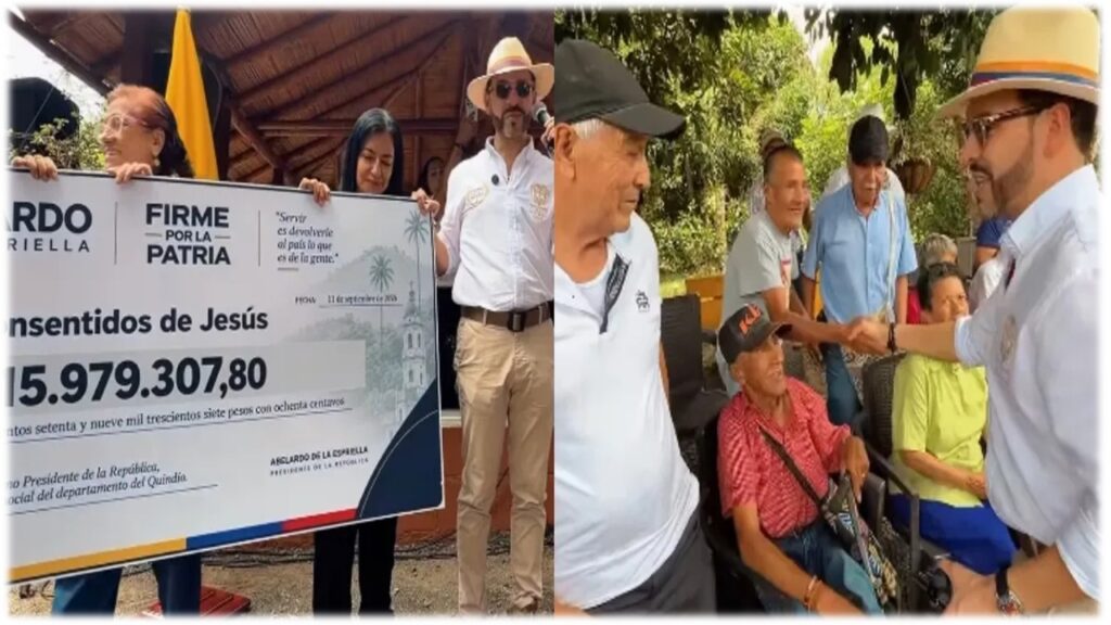 Abelardo de la Espriella entrega su primer sueldo a dos hogares geriátricos de Quimbaya