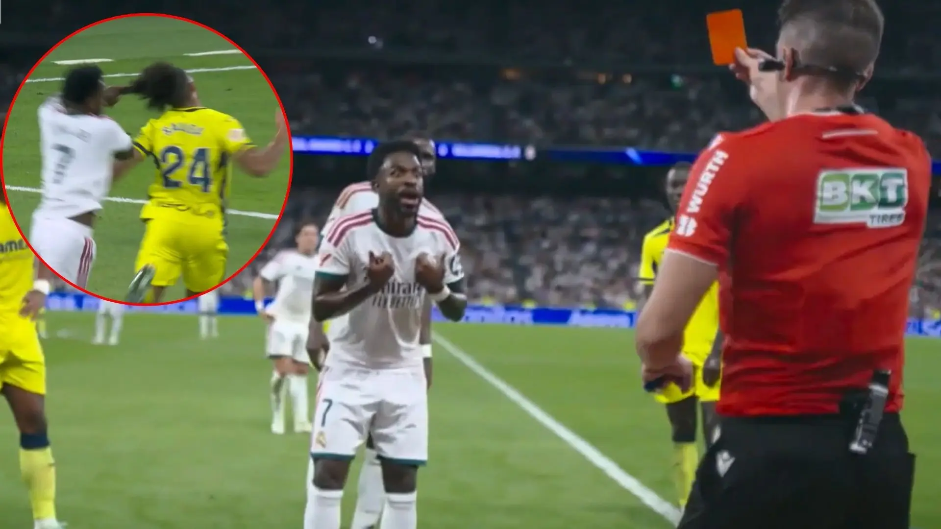 Así fue la expulsión de Vinícius por un tirón de pelo ante el Villarreal Así fue la expulsión de Vinícius por un tirón de pelo ante el Villarreal