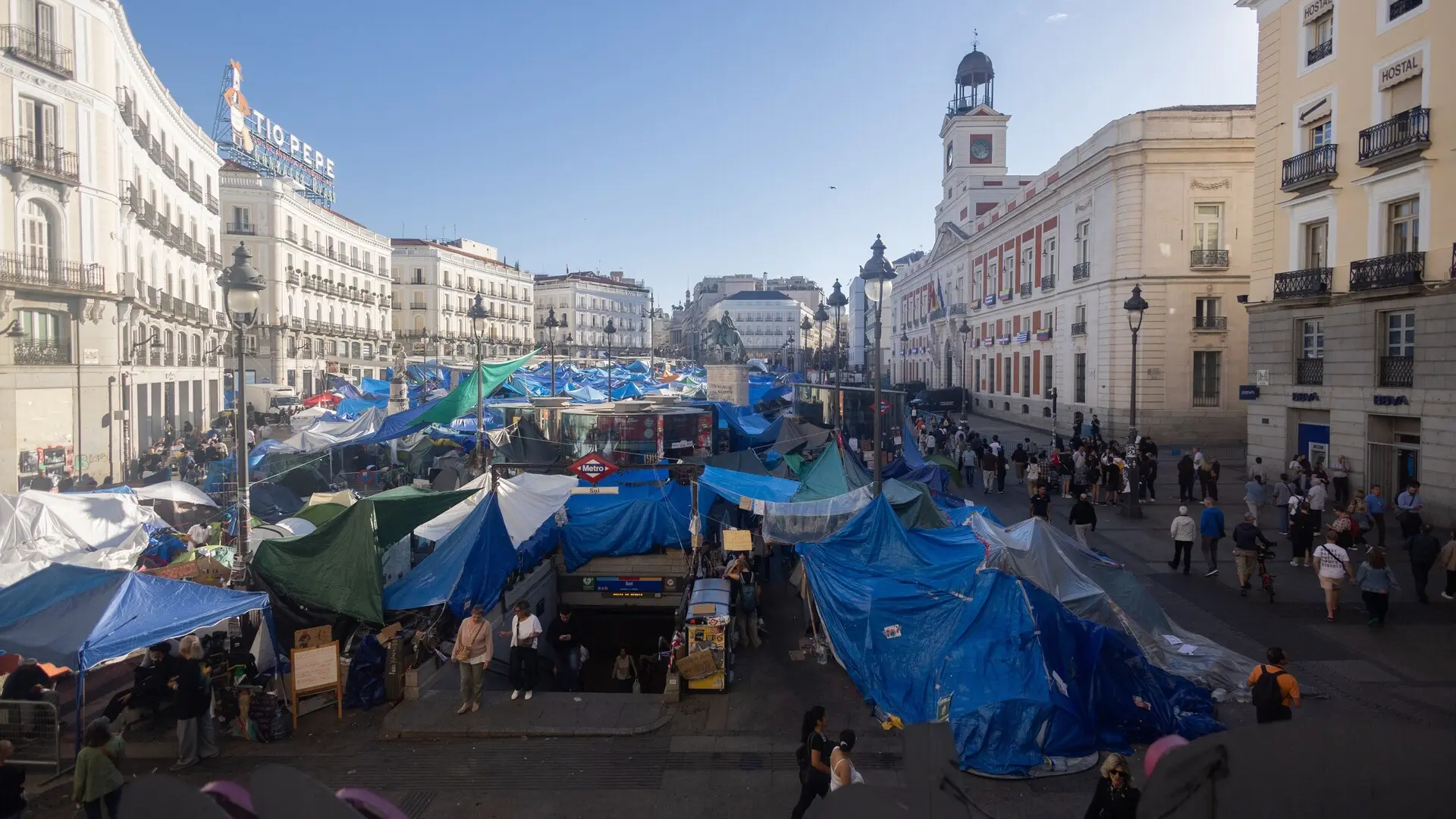 Los comercios de Madrid denuncian pérdidas estimadas de «cerca de 25 millones de euros» por la acampada en la Puerta del Sol